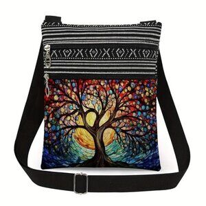 Womans Crossbody lightweight Bag. Adjustable Strap. Tree of Life Design. New.